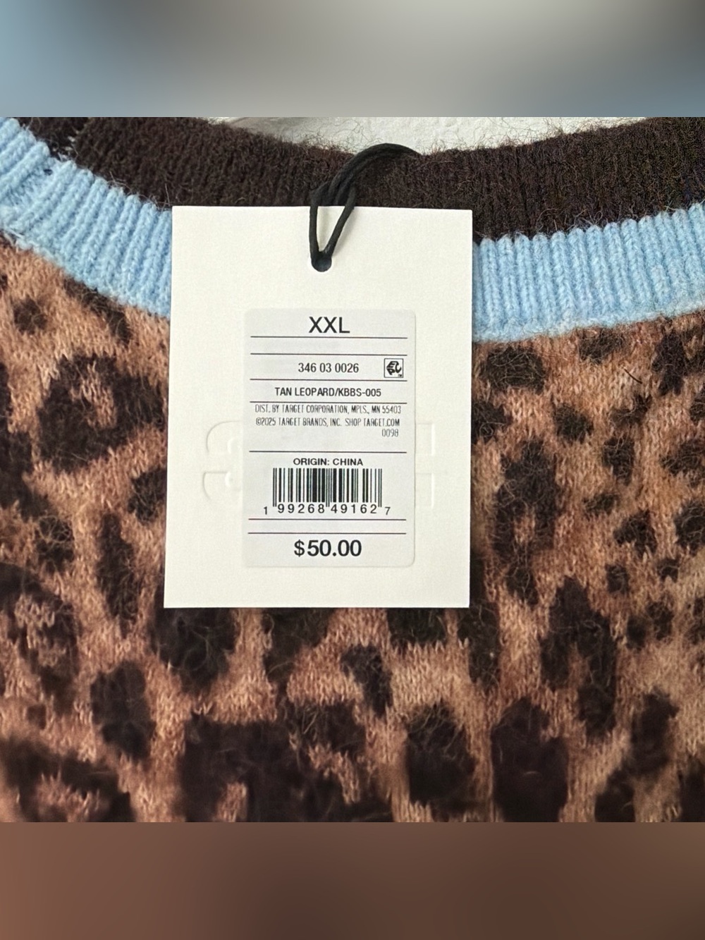 KBB Leopard Print Cardigan with Blue Trim - Women Sweater - Picture 6 of 6